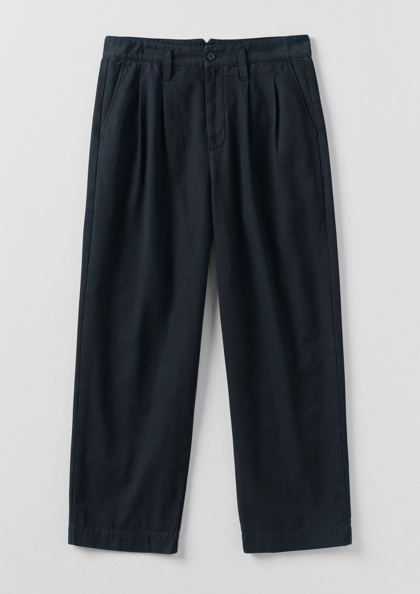 Pantaloni a gamba larga in tela di cotone Bill | Blu navy scuro