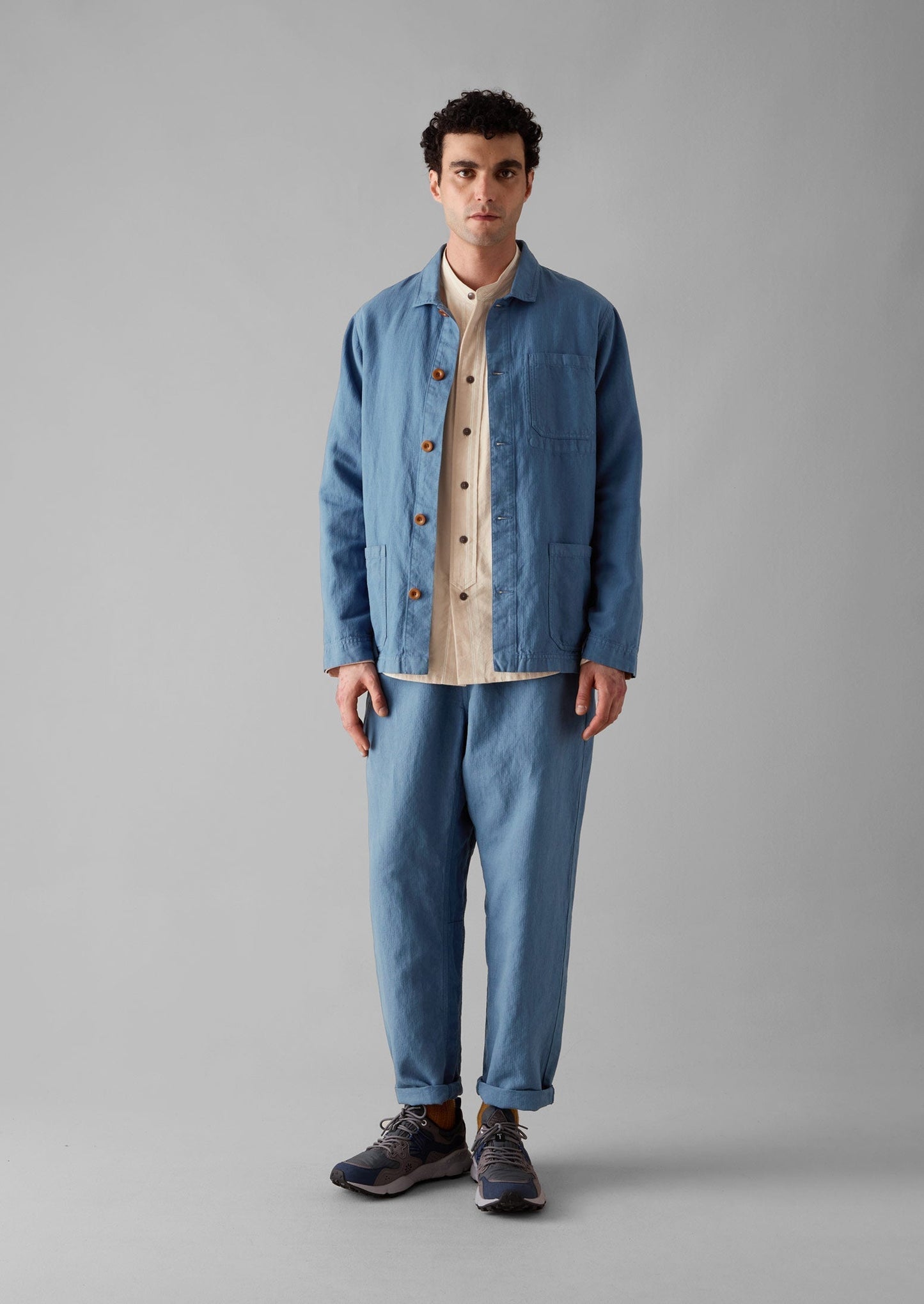 Pantaloni Alfie Garment Dyed Herringbone | Blu ardesia