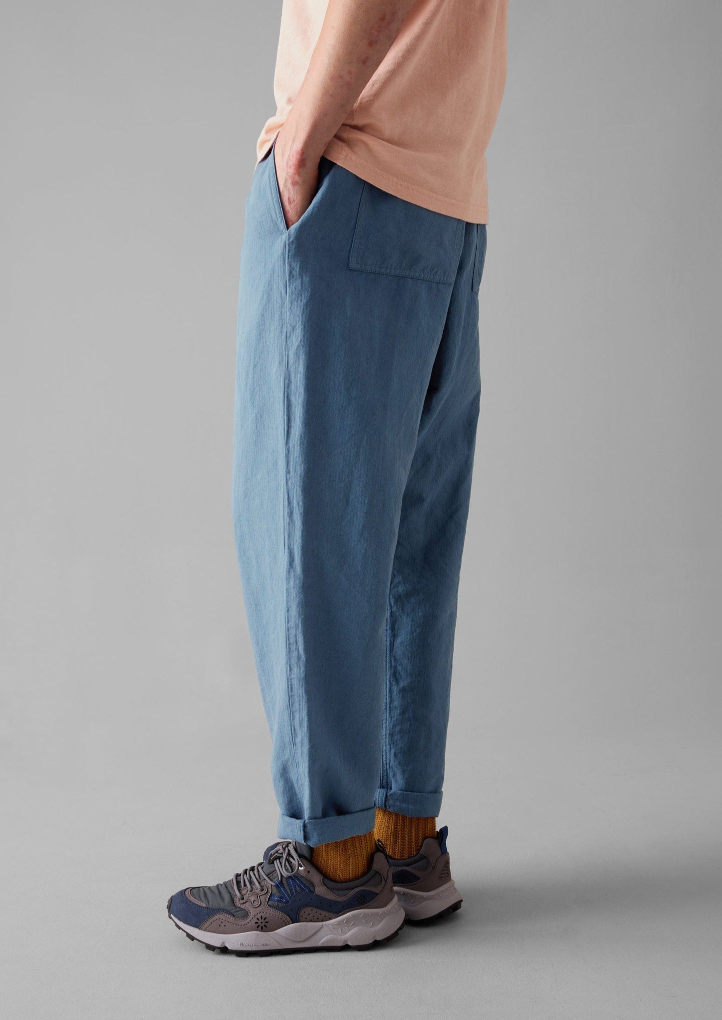 Pantaloni Alfie Garment Dyed Herringbone | Blu ardesia