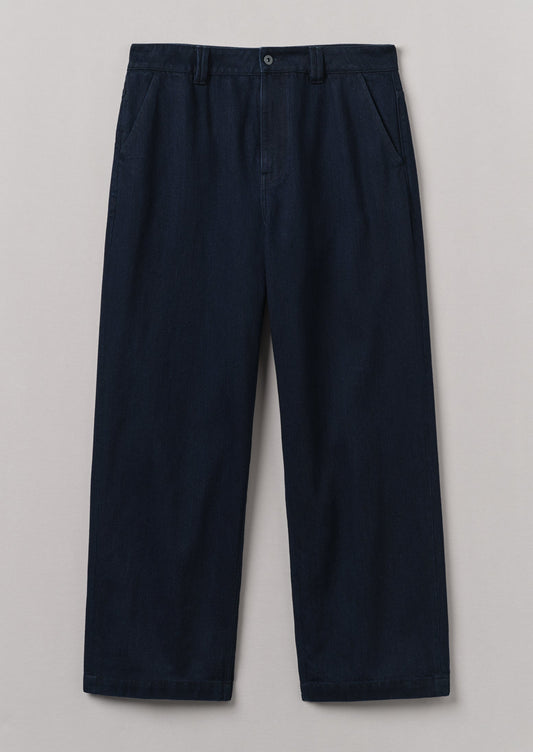 Pantaloni a gamba larga in denim giapponese | Indaco