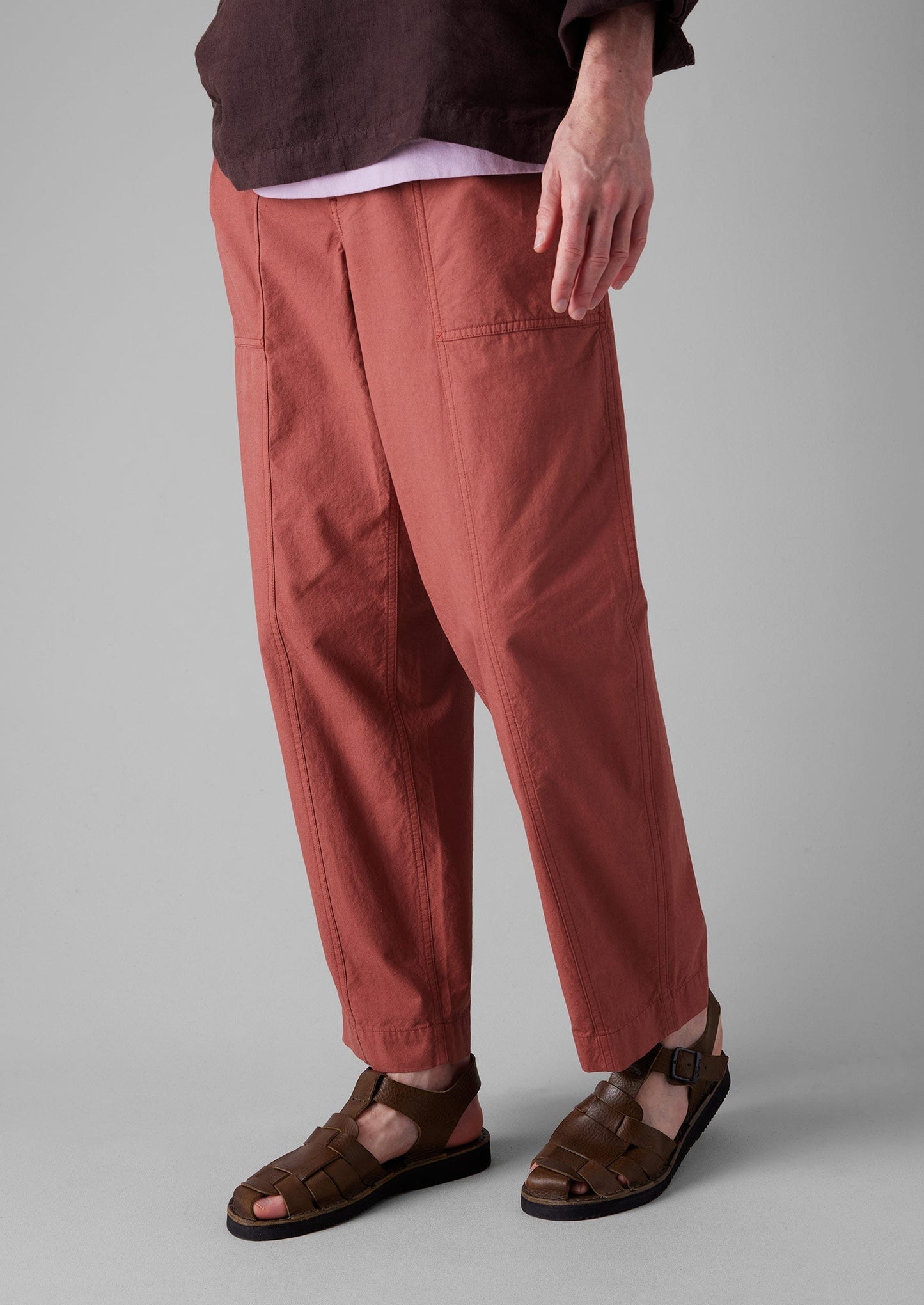 Pantaloni da lavoro in cotone e lino | Rosso mattone