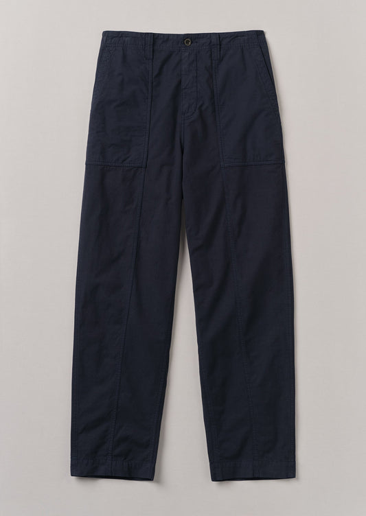 Pantaloni da lavoro in cotone e lino | Blu corvino