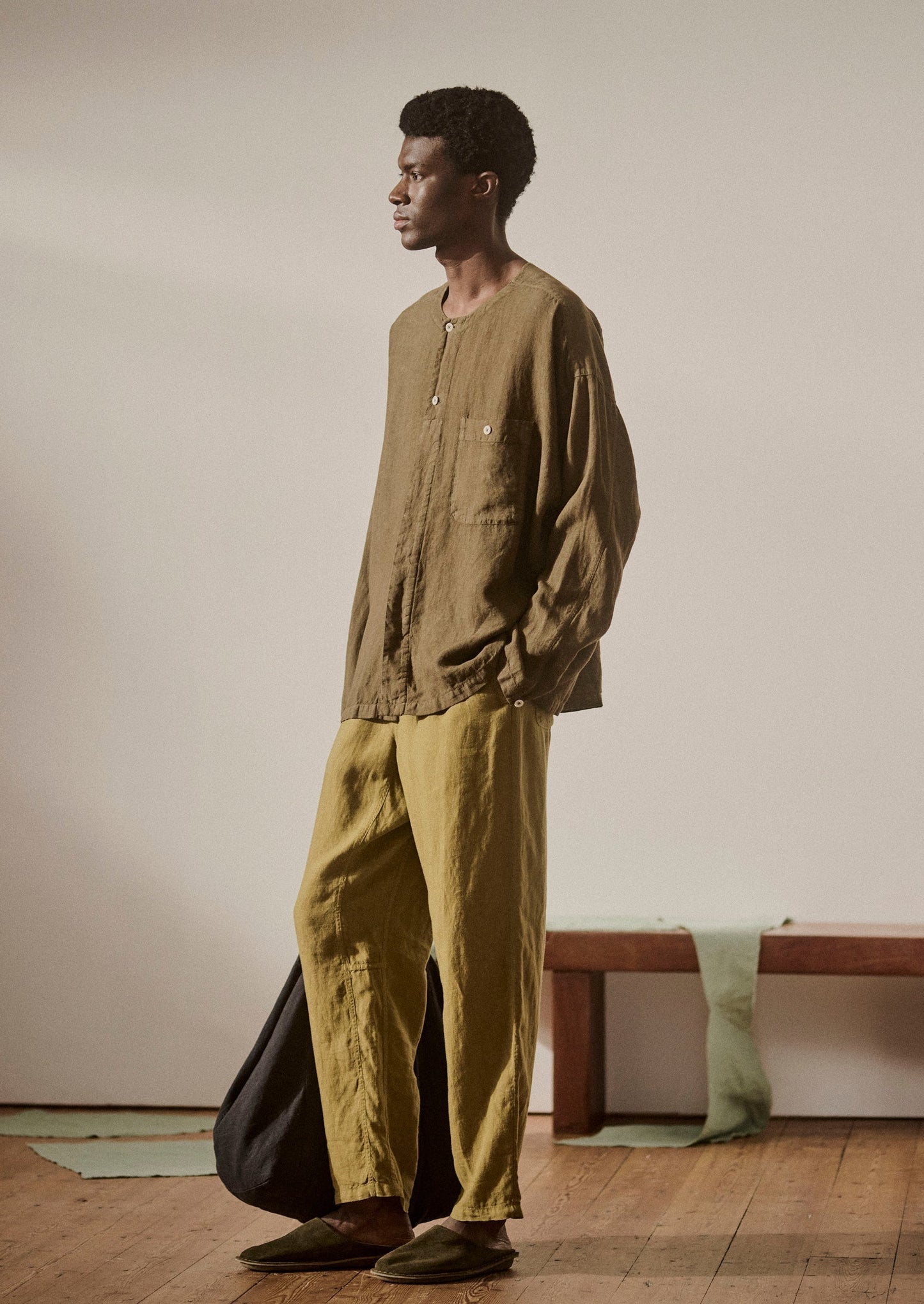 Pantaloni in lino tinto in capo Alfie | Verde Durian