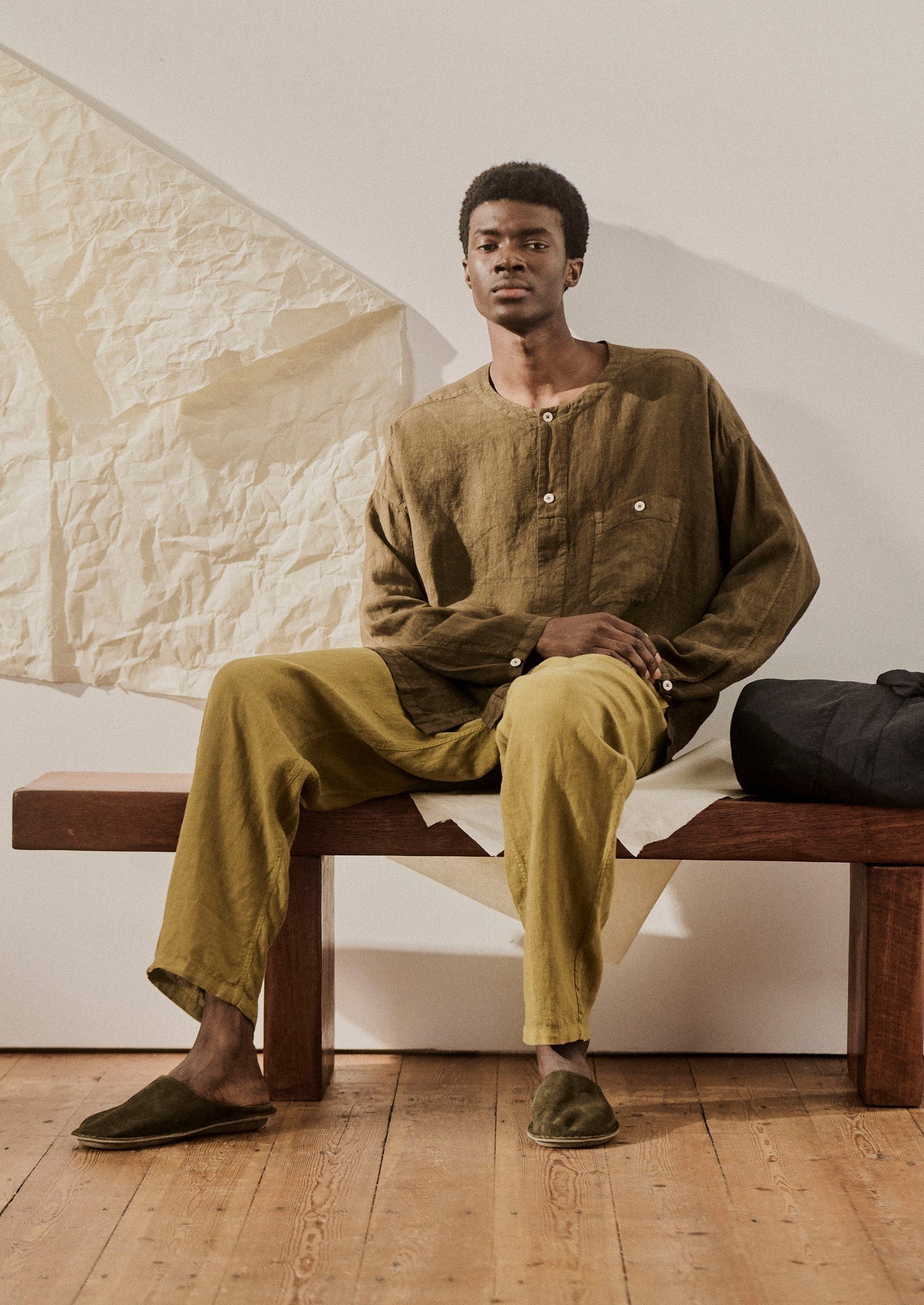 Pantaloni in lino tinto in capo Alfie | Verde Durian