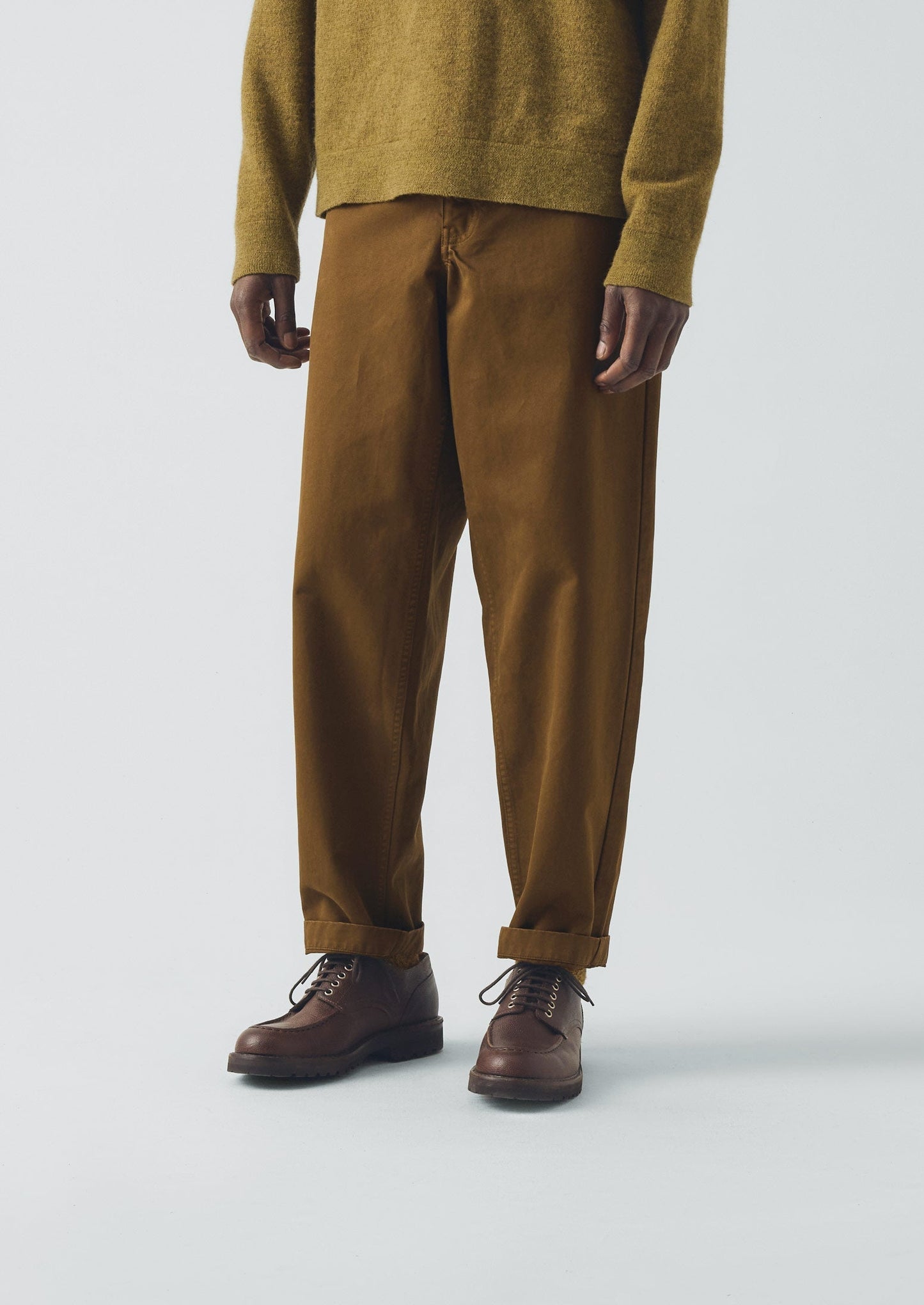 Pantaloni in twill di cotone tinto in capo | Bronzo