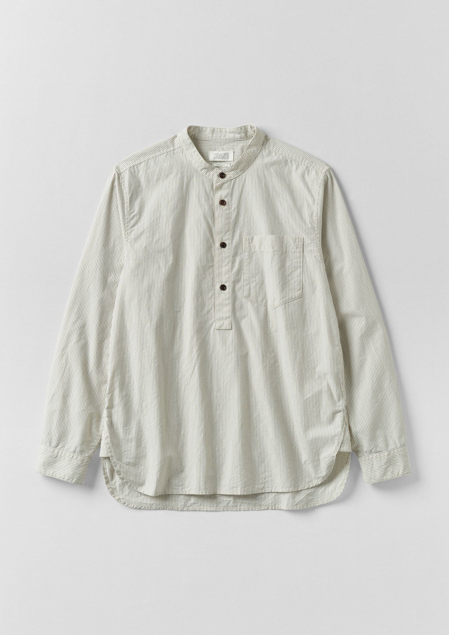Maglione a righe con colletto alla coreana | Blu sbiadito dal sole