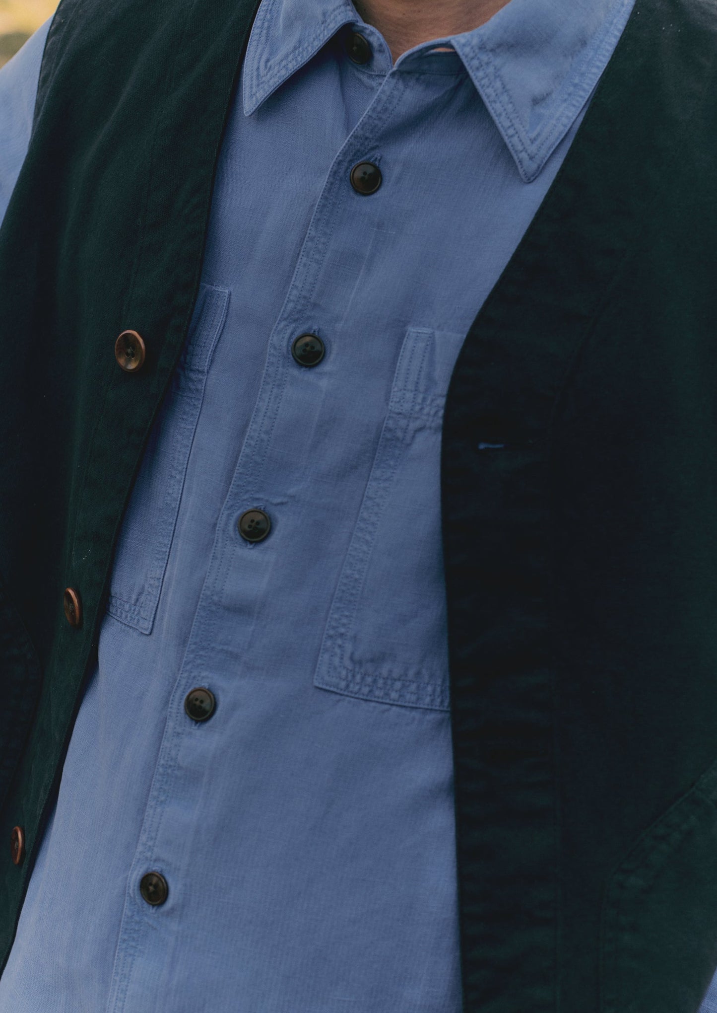 Camicia con tasca applicata tinta in capo | Baja Blue