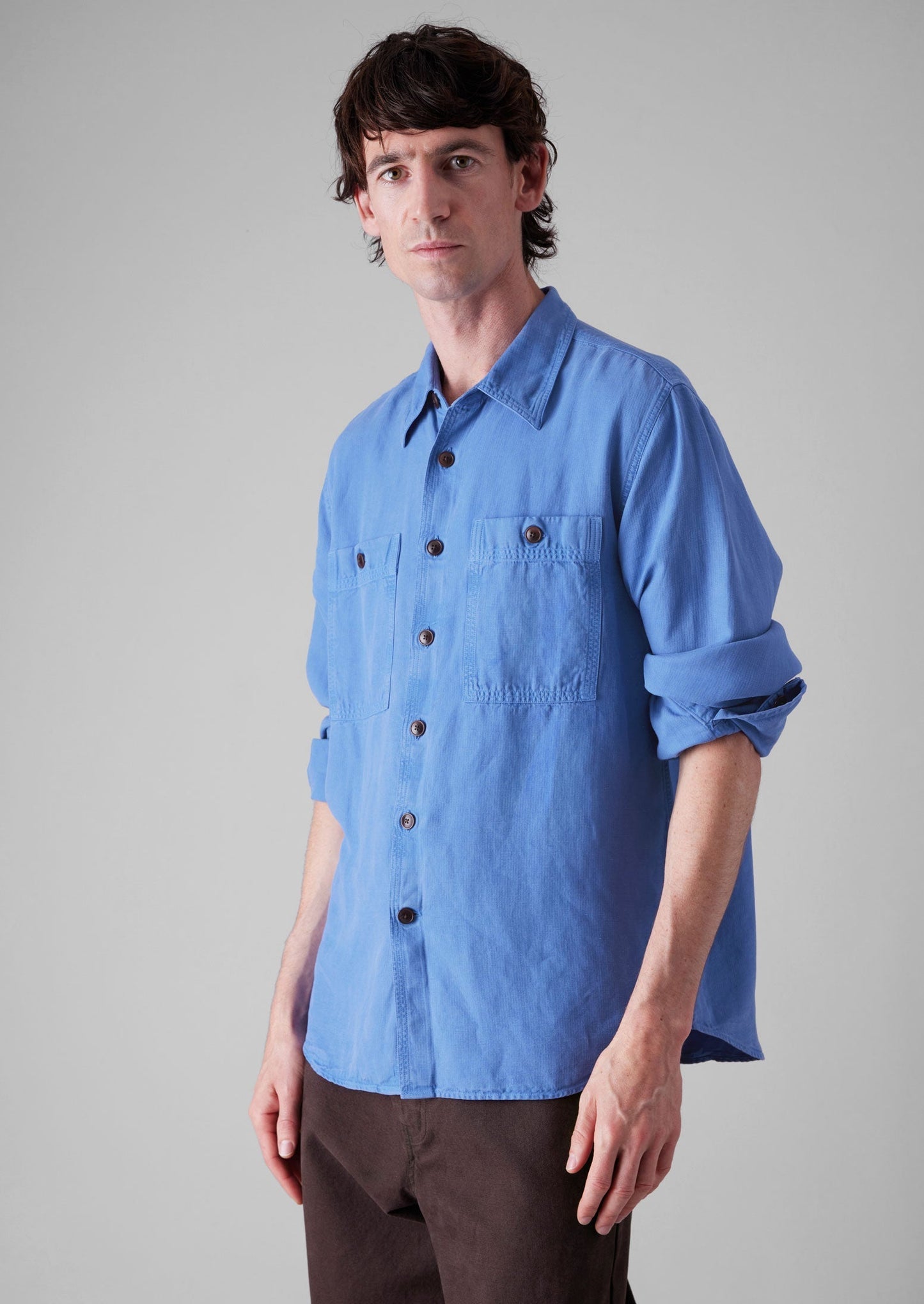 Camicia con tasca applicata tinta in capo | Baja Blue