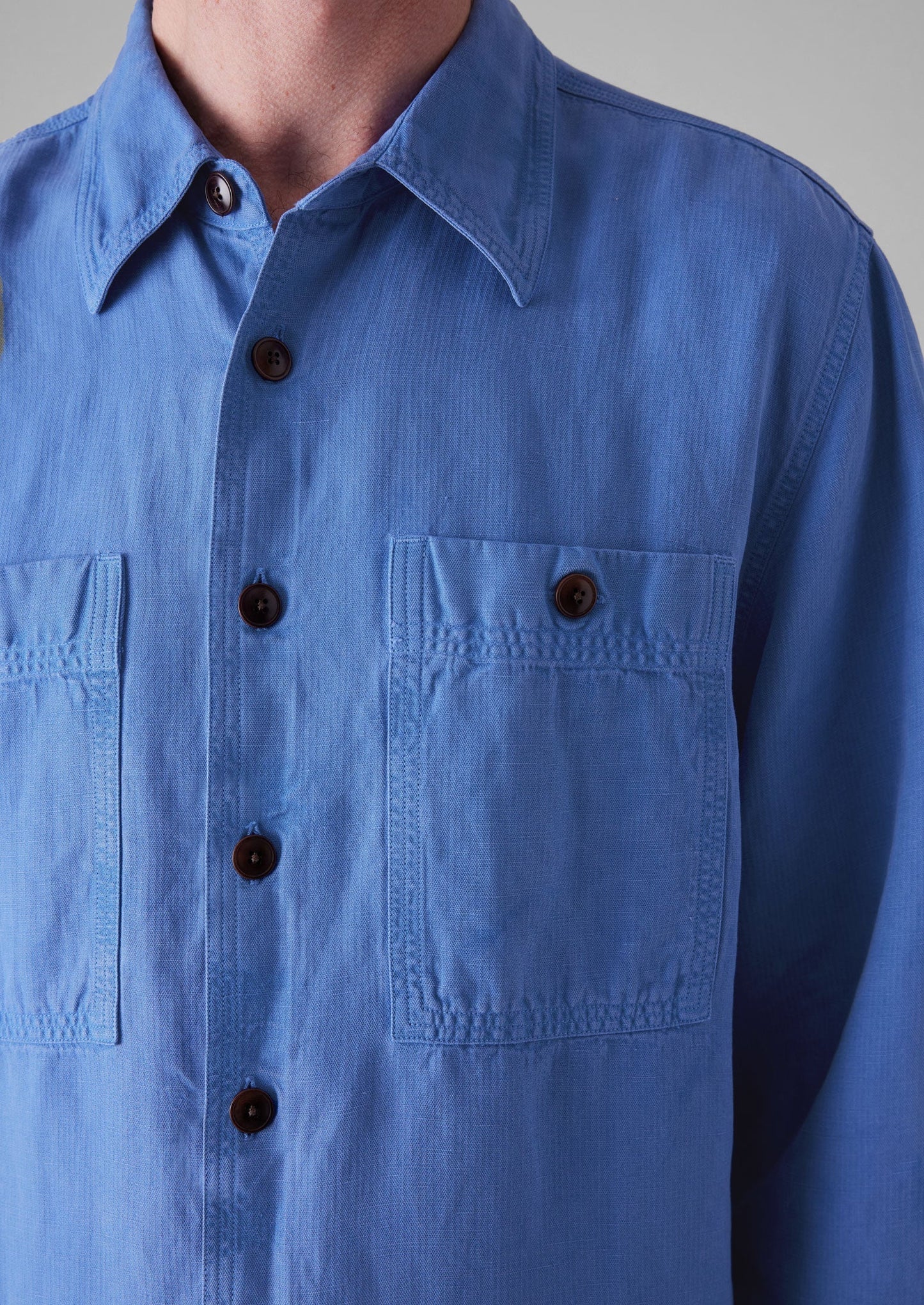 Camicia con tasca applicata tinta in capo | Baja Blue