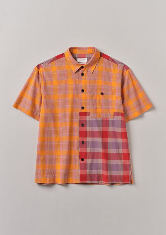 Camicia in cotone a quadri con pannelli | Multicolore