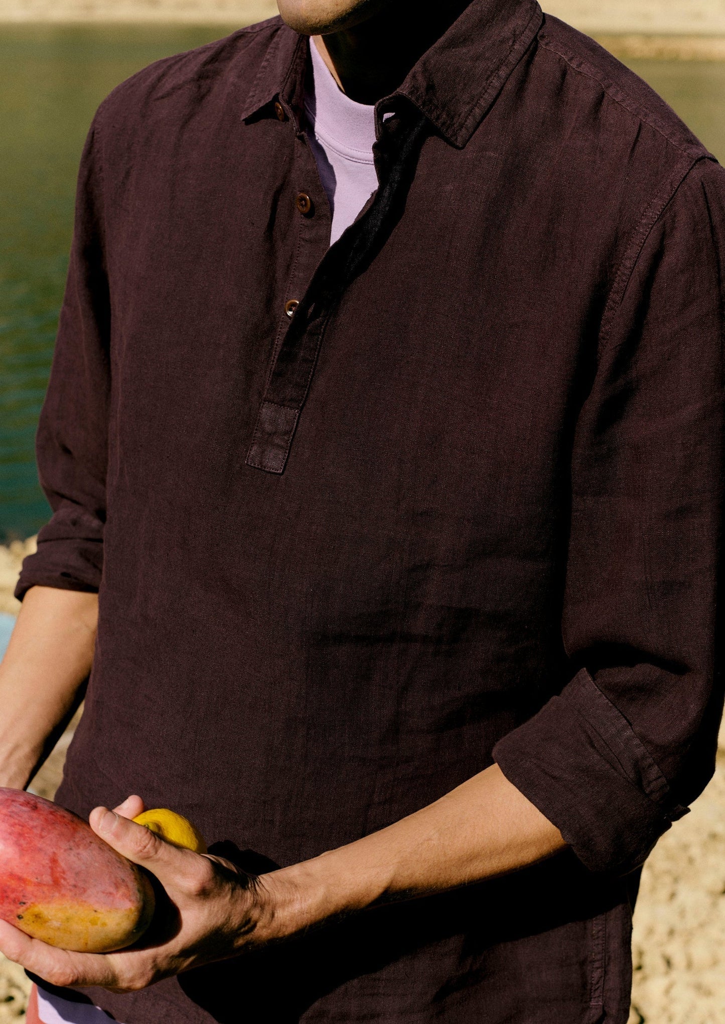 Camicia in lino con mezza abbottonatura | Rich Earth