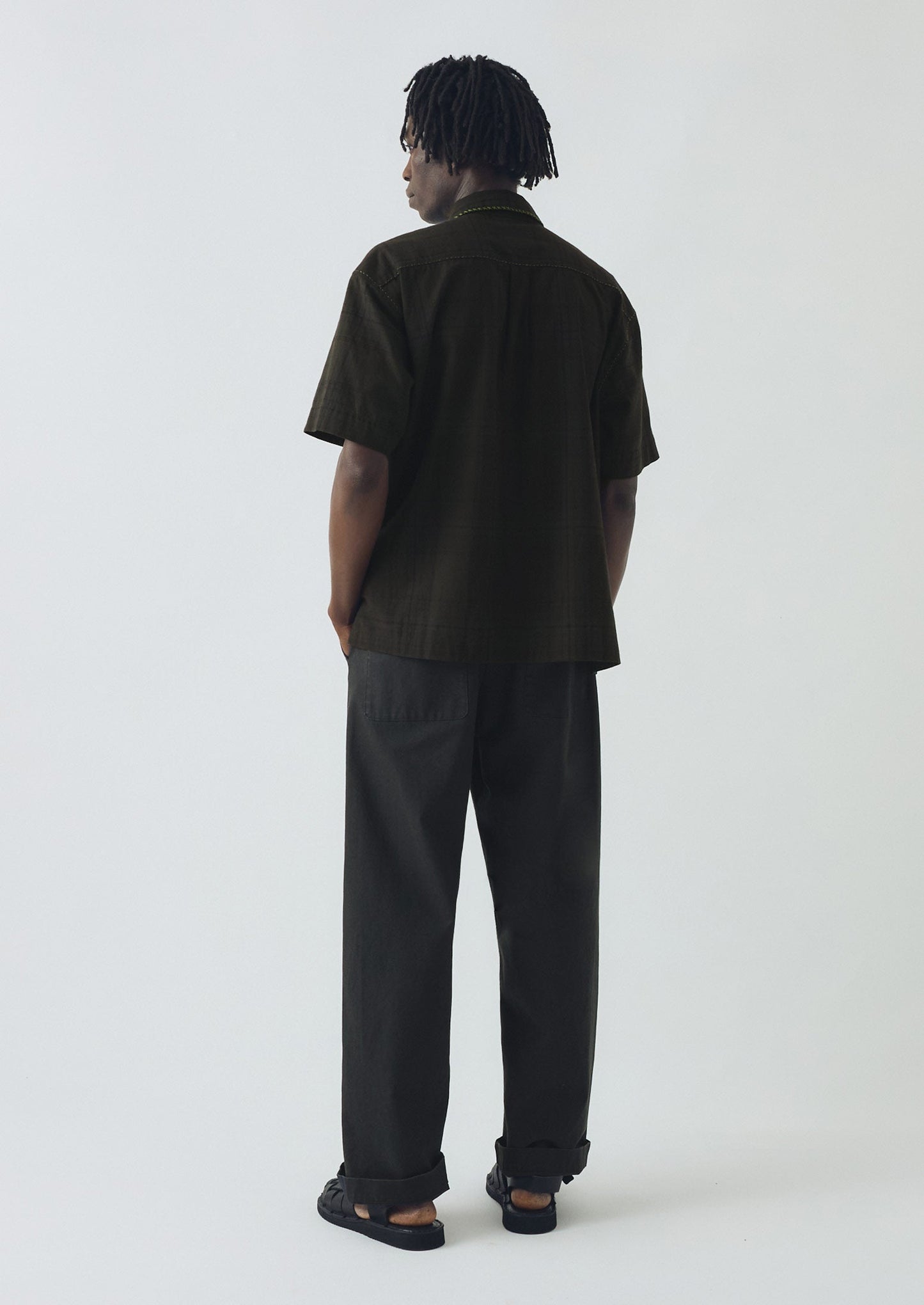 Camicia ricamata a mano sovratinta | Graphite Multi