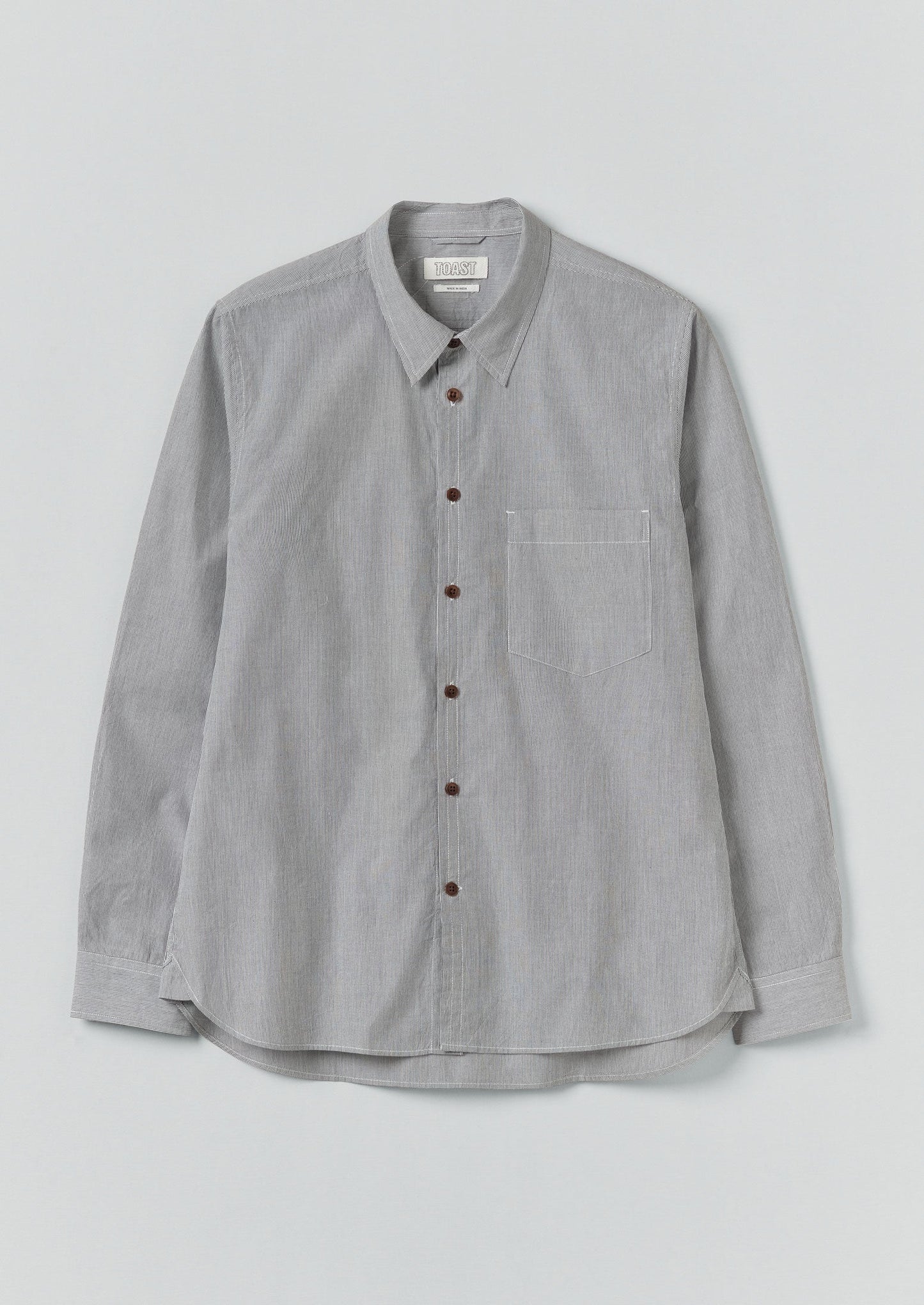 Camicia in cotone a righe sottili | Ecru/Ardesia