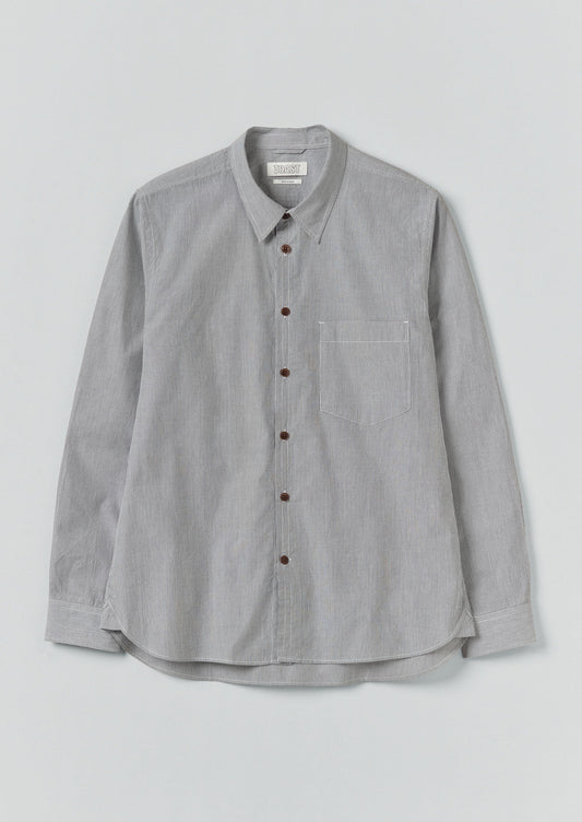 Camicia in cotone a righe sottili | Ecru/Ardesia