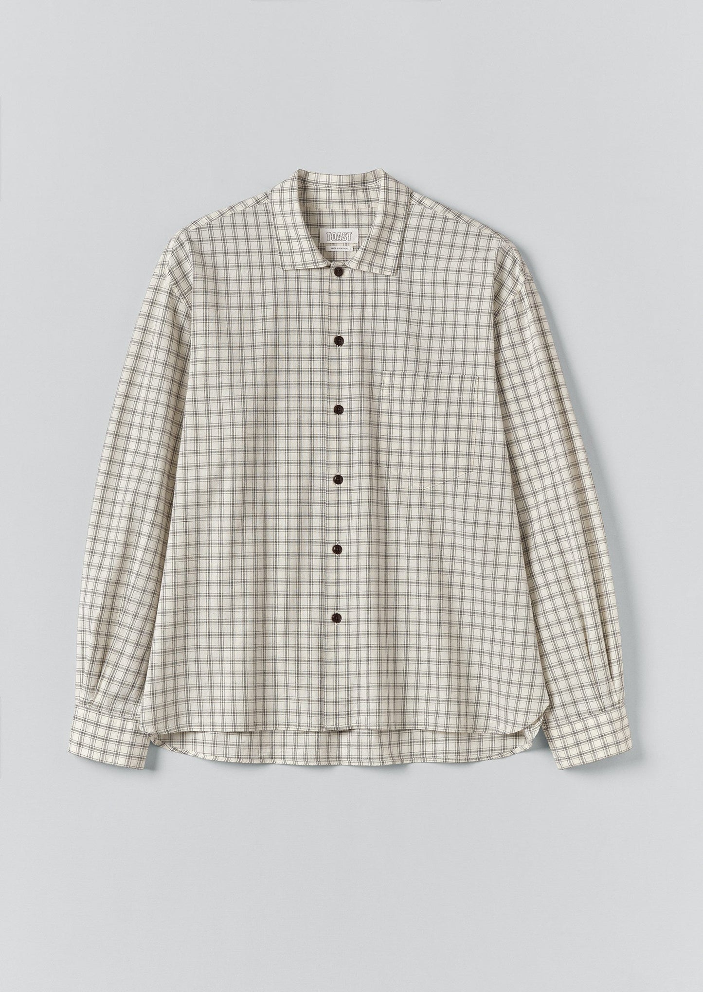 Camicia a quadri in cotone con motivo a finestra | Ecru/Ardesia