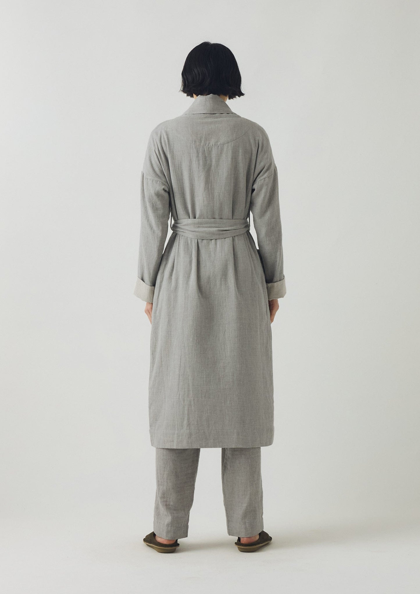 Abito in morbido cotone double face | Grigio melange/argilla morbida