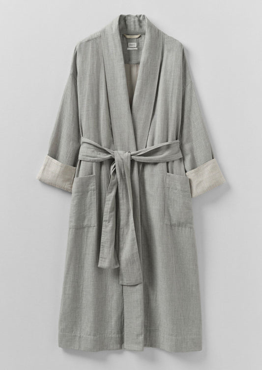 Abito in morbido cotone double face | Grigio melange/argilla morbida
