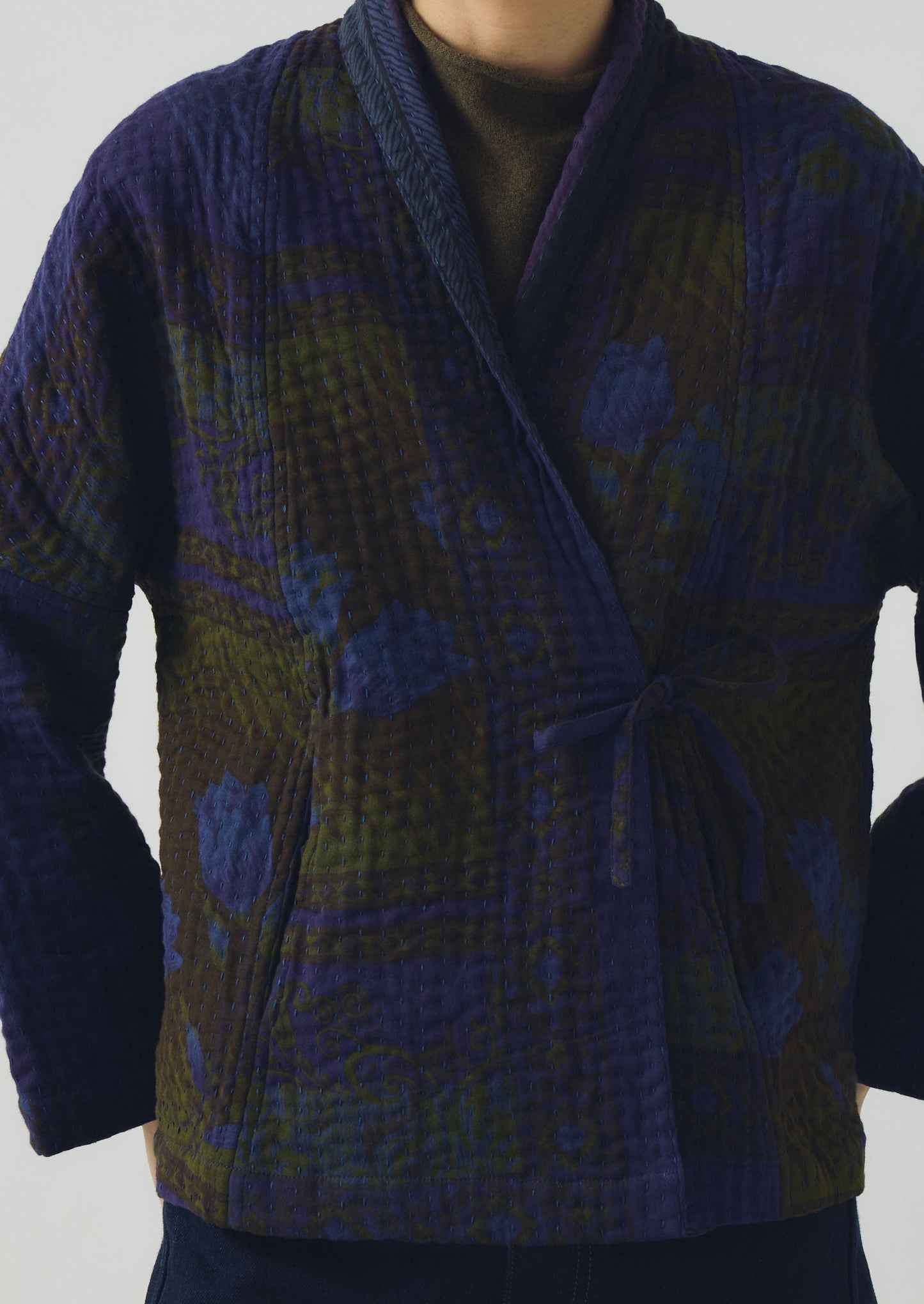 Giacca Kantha riutilizzata e tinta | Blu Provenza