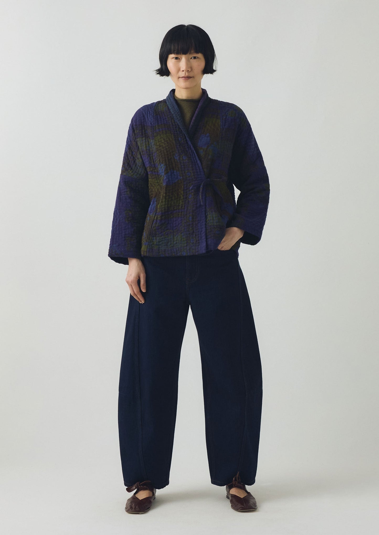 Giacca Kantha riutilizzata e tinta | Blu Provenza