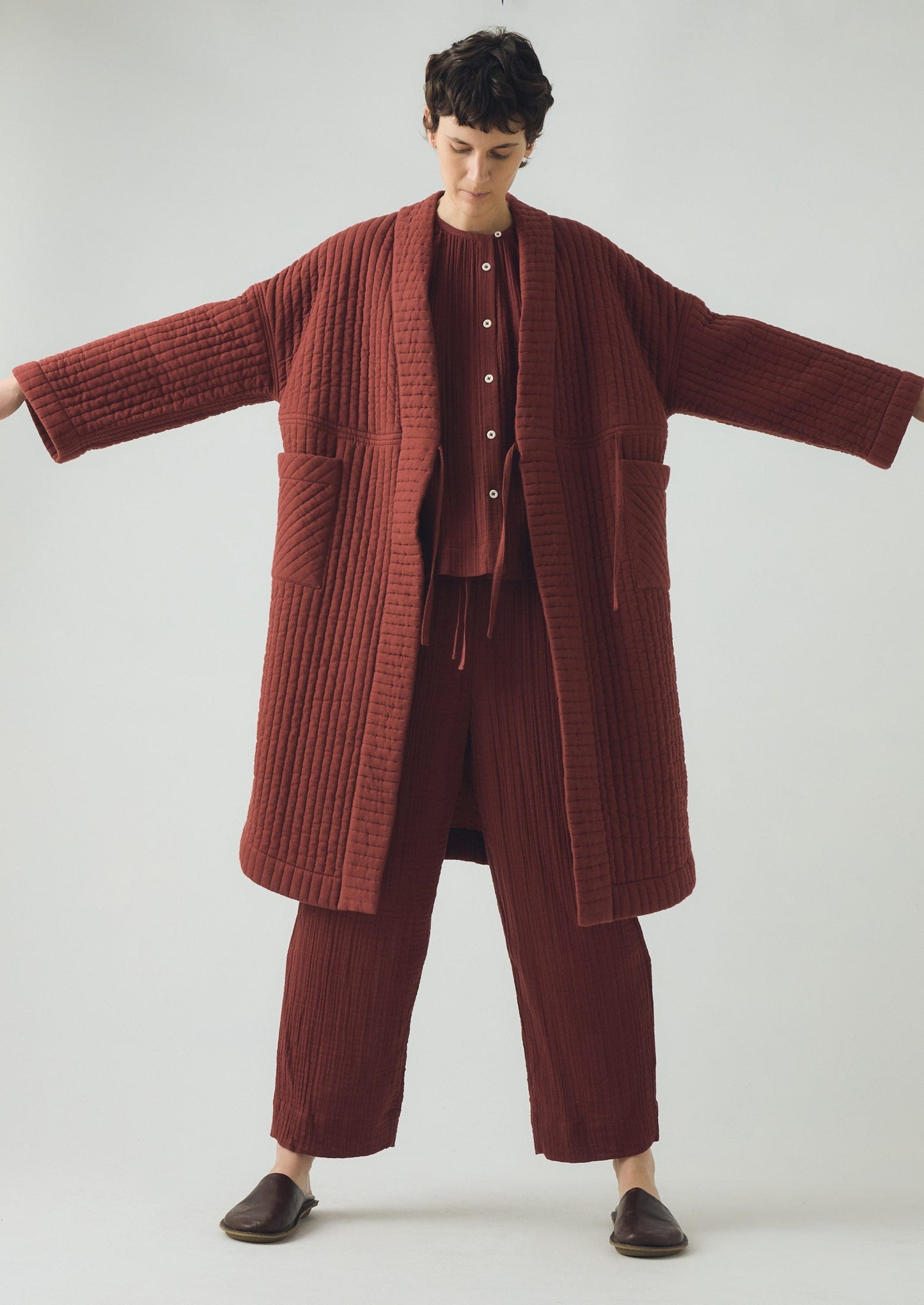 Abito in cotone trapuntato | Deep Berry