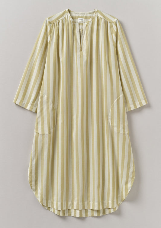 Caftano in cotone biologico Canopy Stripe | Ecru/Lime lavato