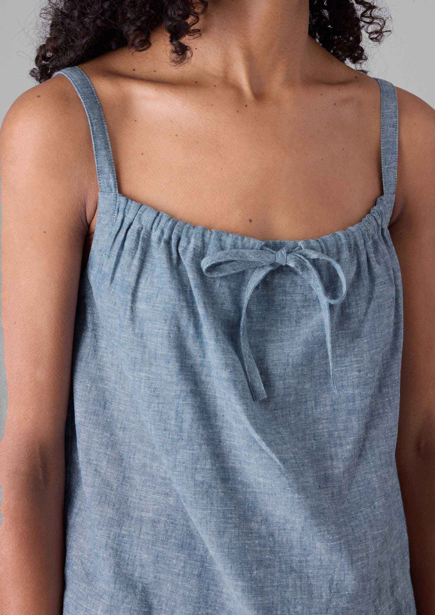 Canotta leggera in lino e cotone | Blu polvere