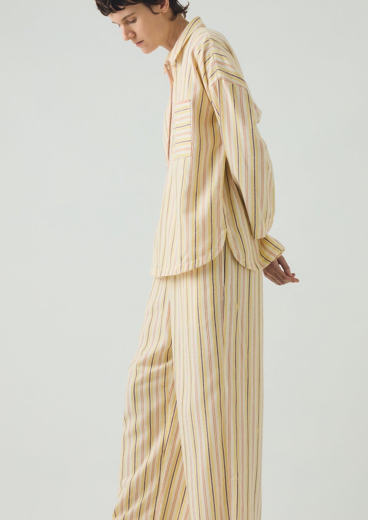 Pigiama in flanella a righe decorative | Ecru/Corn