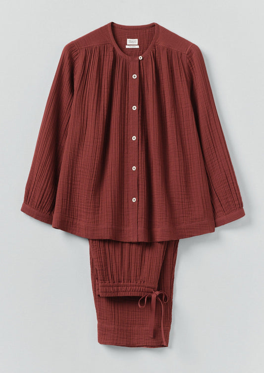 Pigiama in cotone stropicciato | Deep Berry