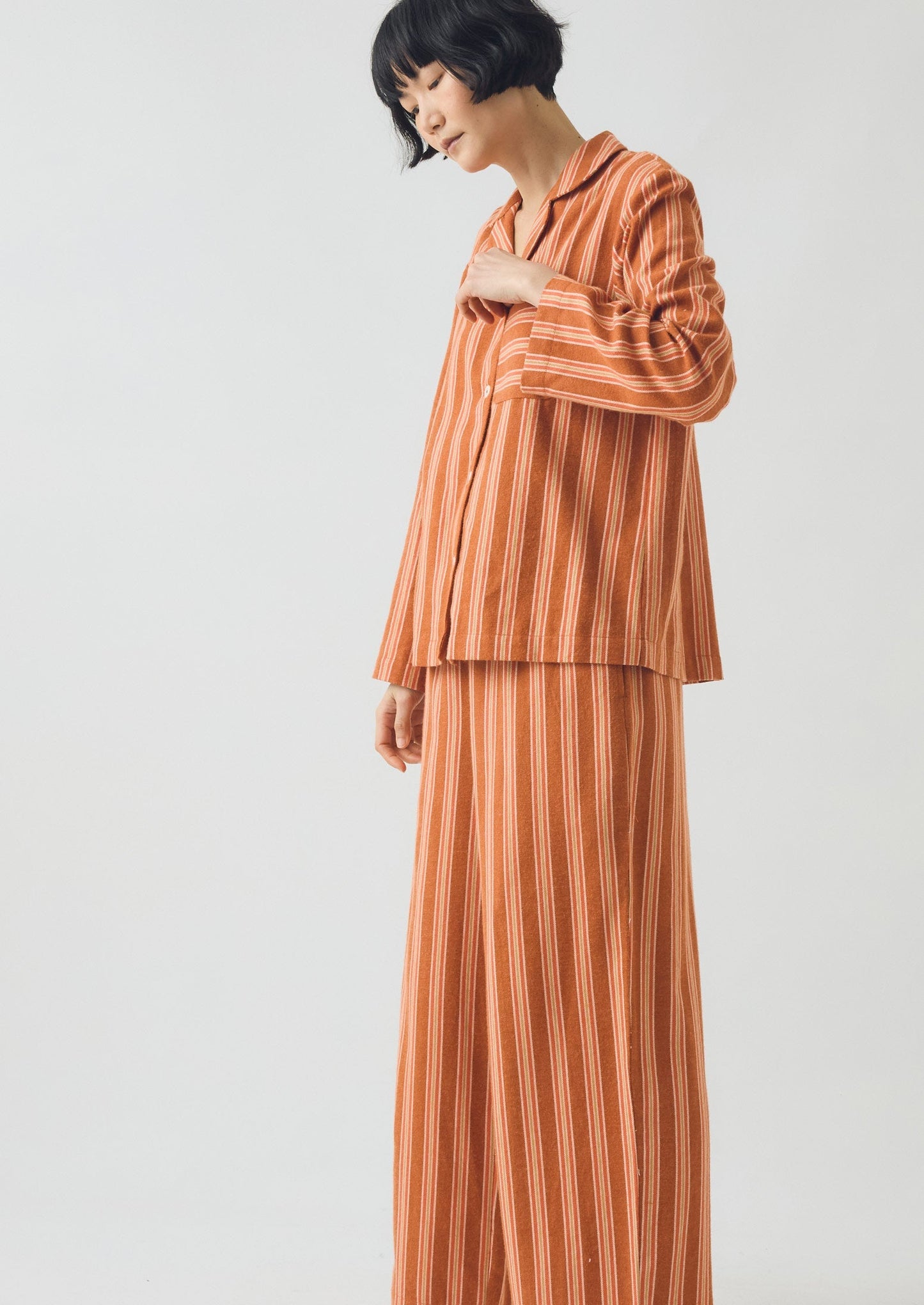 Pigiama in flanella a righe Forte | Auburn/Nasturzio