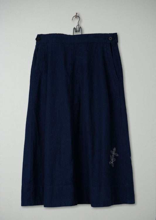 Gonna in cotone e canapa Mariner rinnovata taglia 18 (008) | Blu chambray scuro
