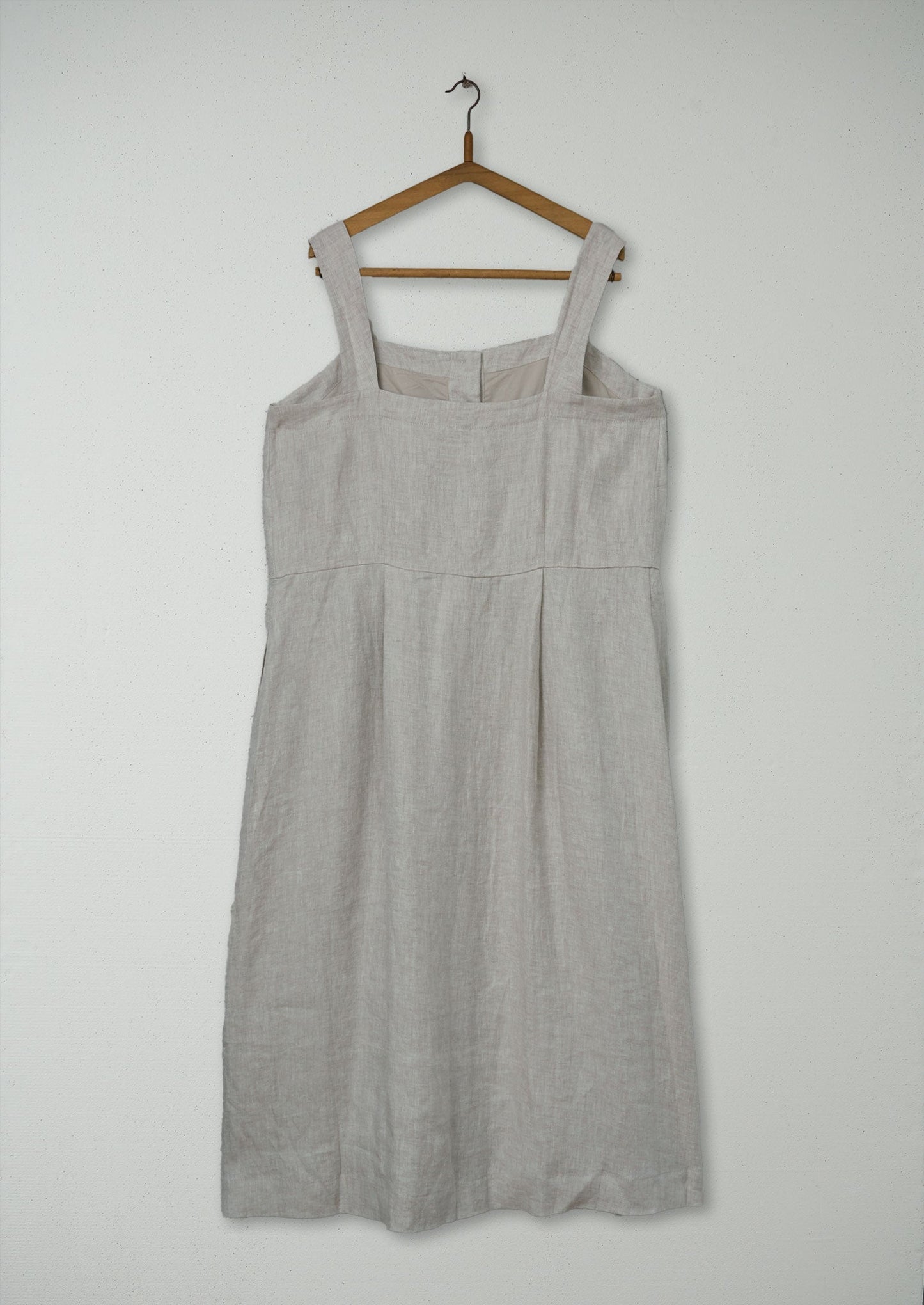 Abito estivo in twill di lino riutilizzato taglia 18 (1012) | Naturale