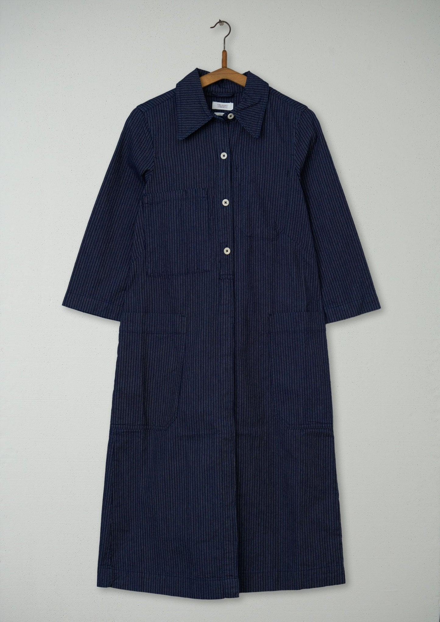 Abito camicia in cotone a righe sottili, taglia 8 (1009) | Multicolore