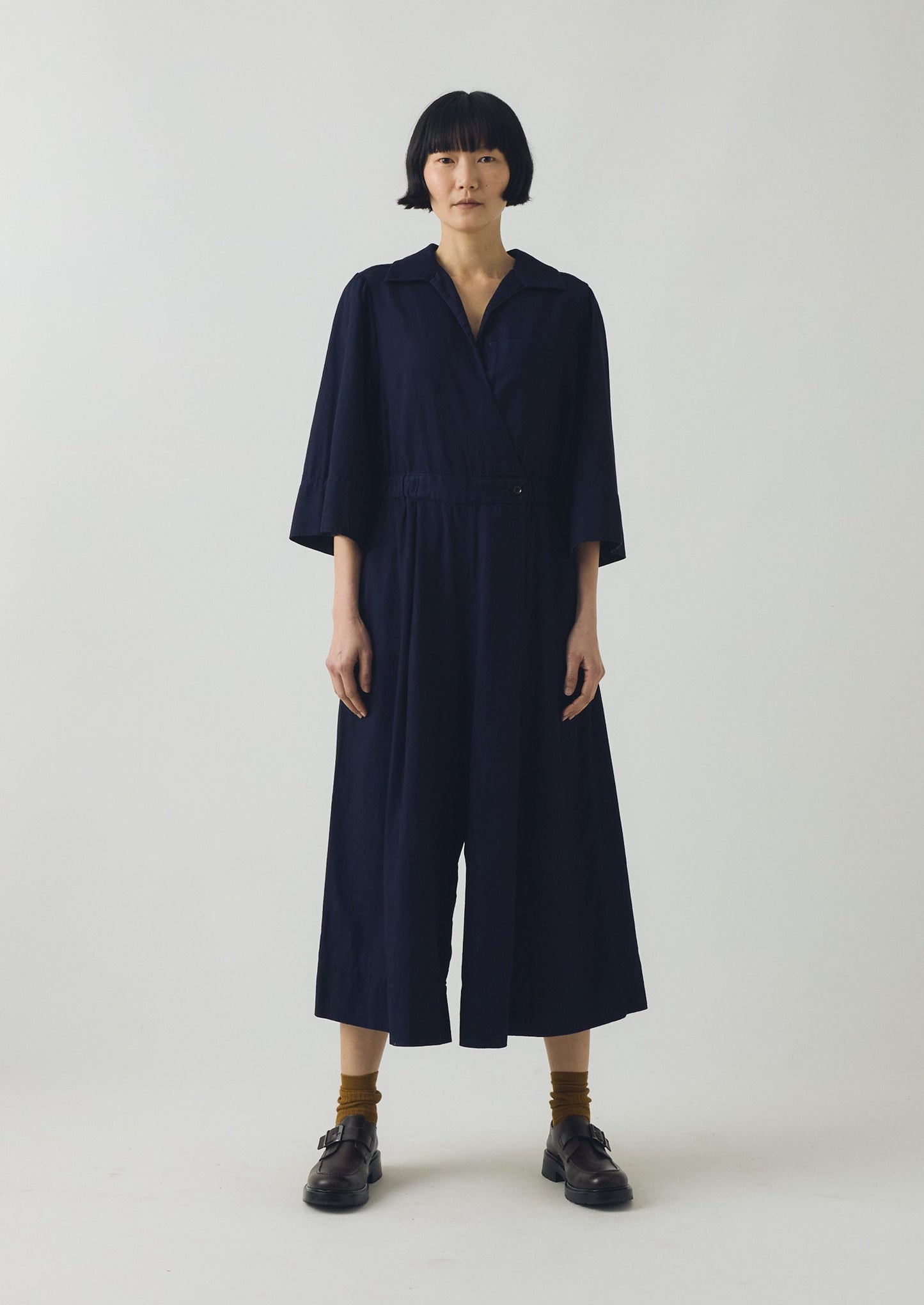 Tuta culotte in twill indaco | Indaco