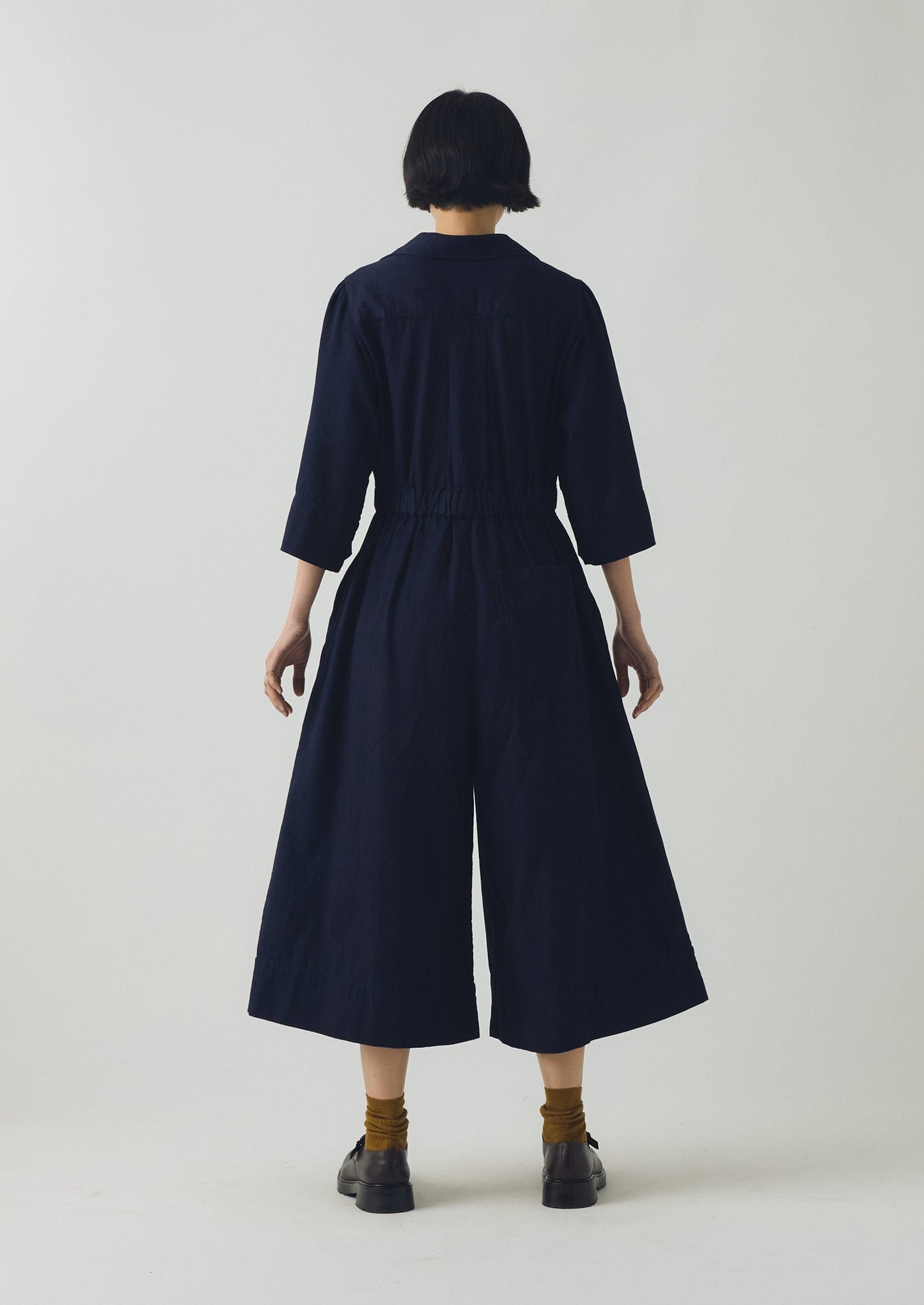 Tuta culotte in twill indaco | Indaco
