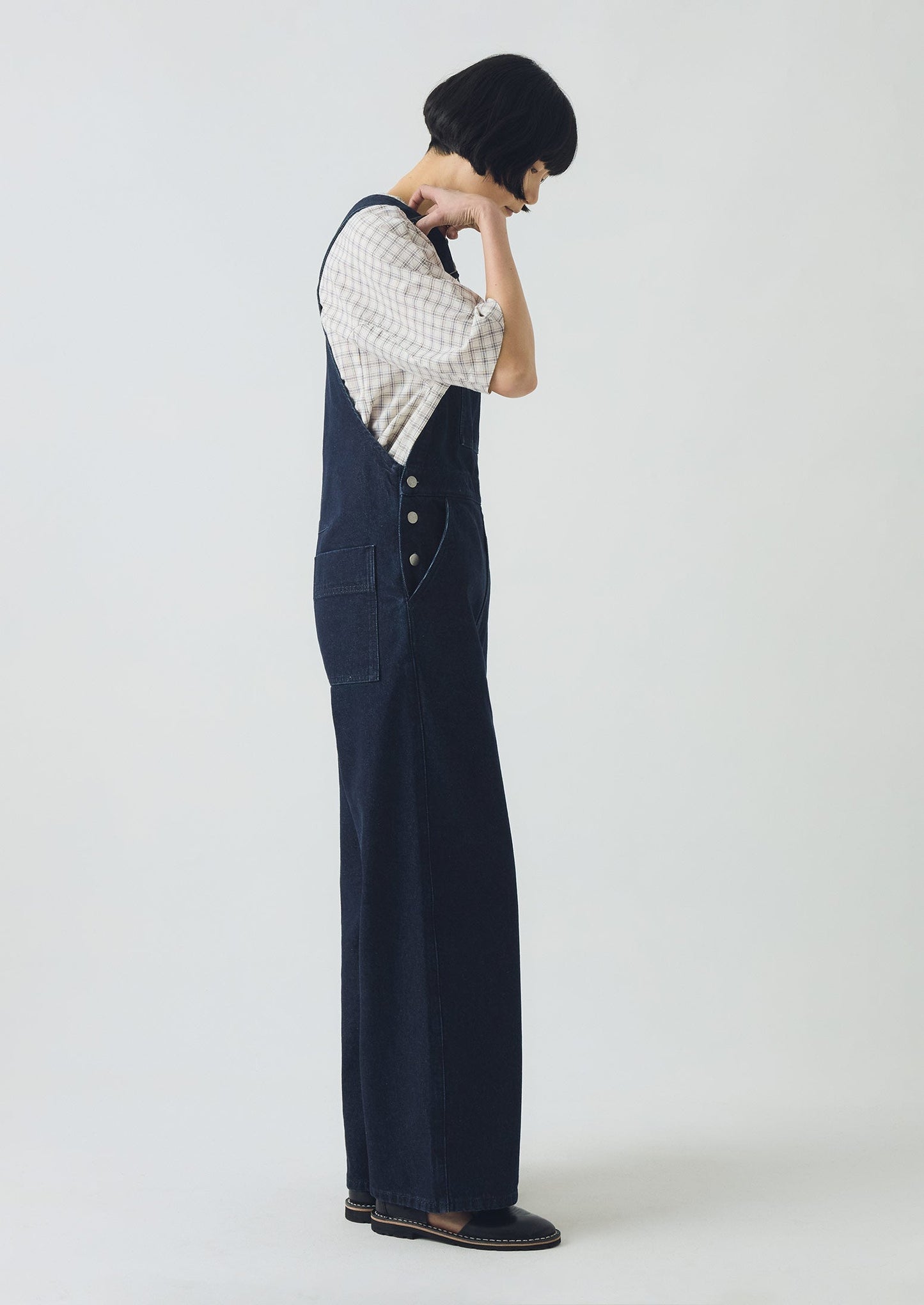 Salopette in denim con tasche applicate | Indaco