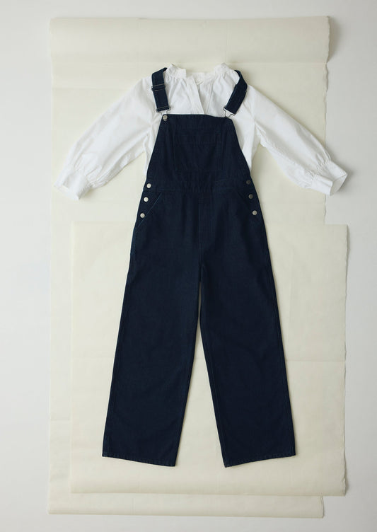 Salopette in denim con tasche applicate | Indaco