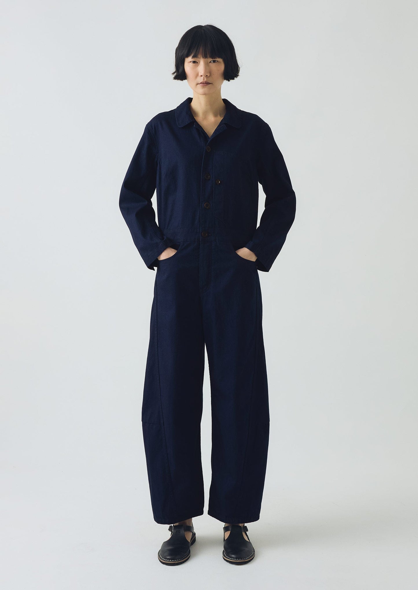 Tuta in twill di cotone con mezza patta | Indaco