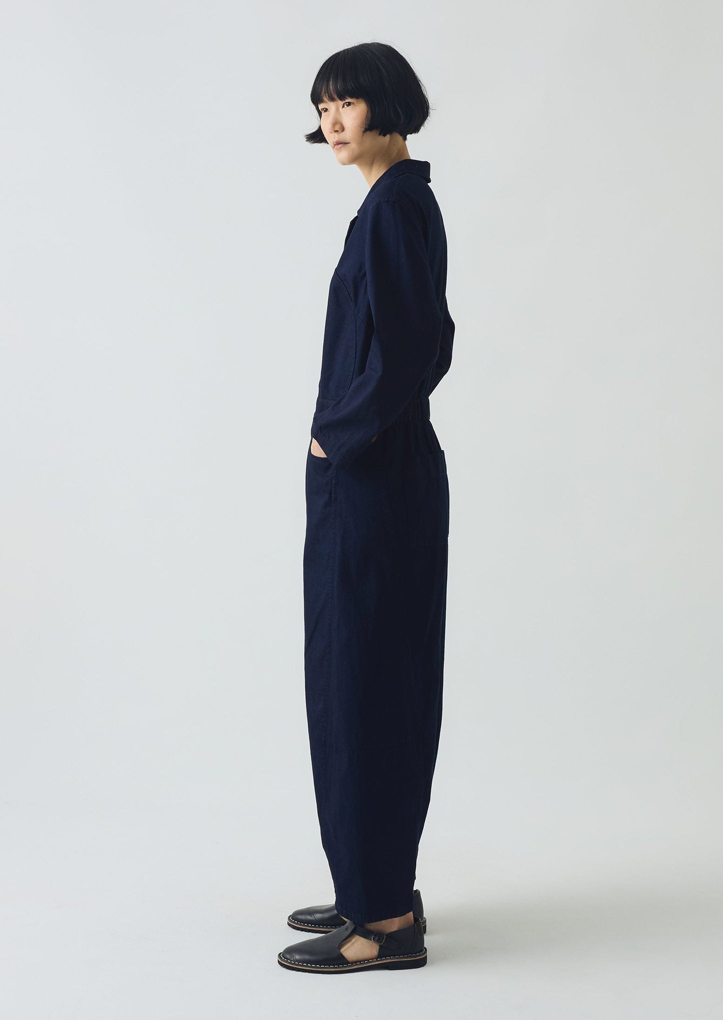 Tuta in twill di cotone con mezza patta | Indaco
