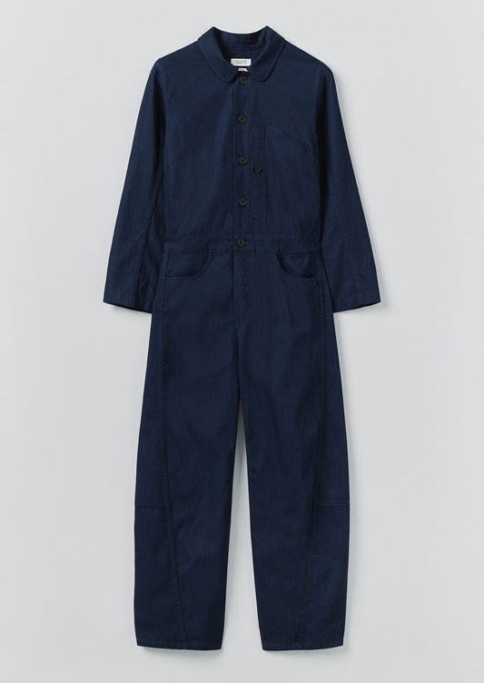 Tuta in twill di cotone con mezza patta | Indaco