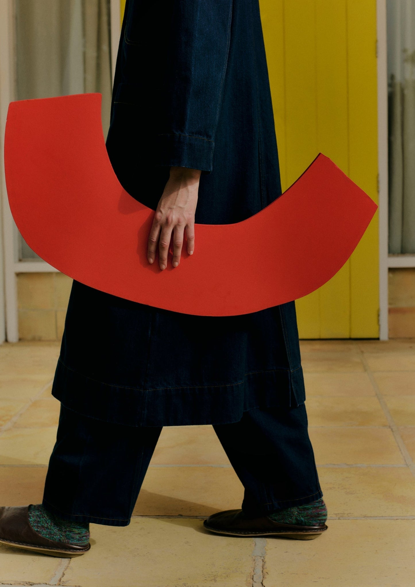 Cappotto in denim giapponese con tasca applicata | Indaco