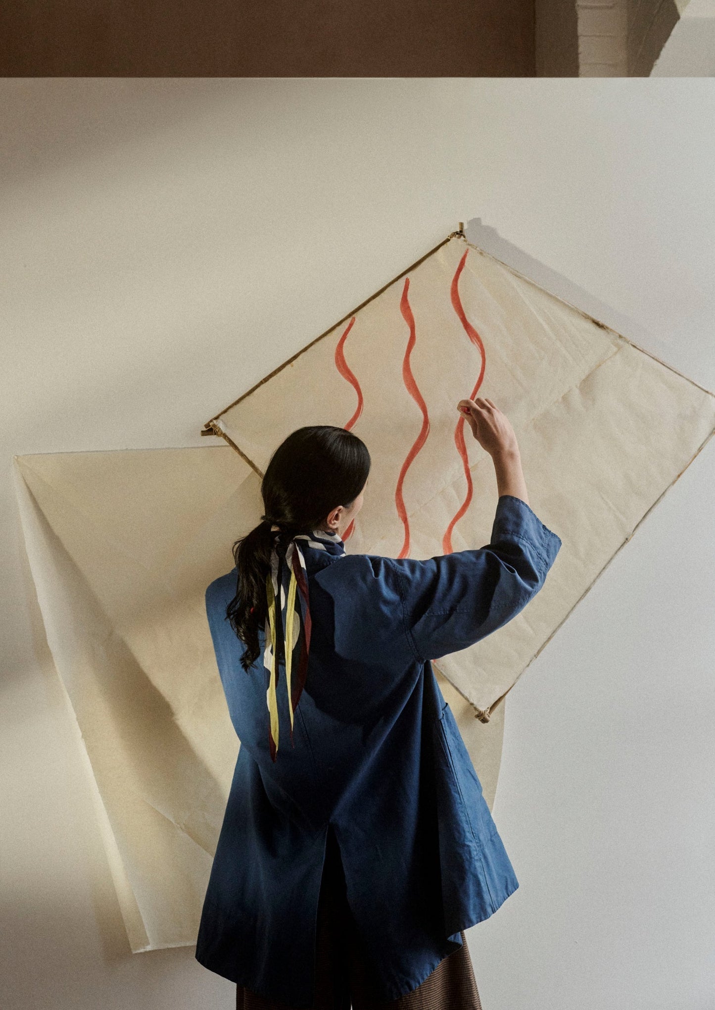Cappotto in tela di lino e cotone a trapezio | Blu cenere scuro