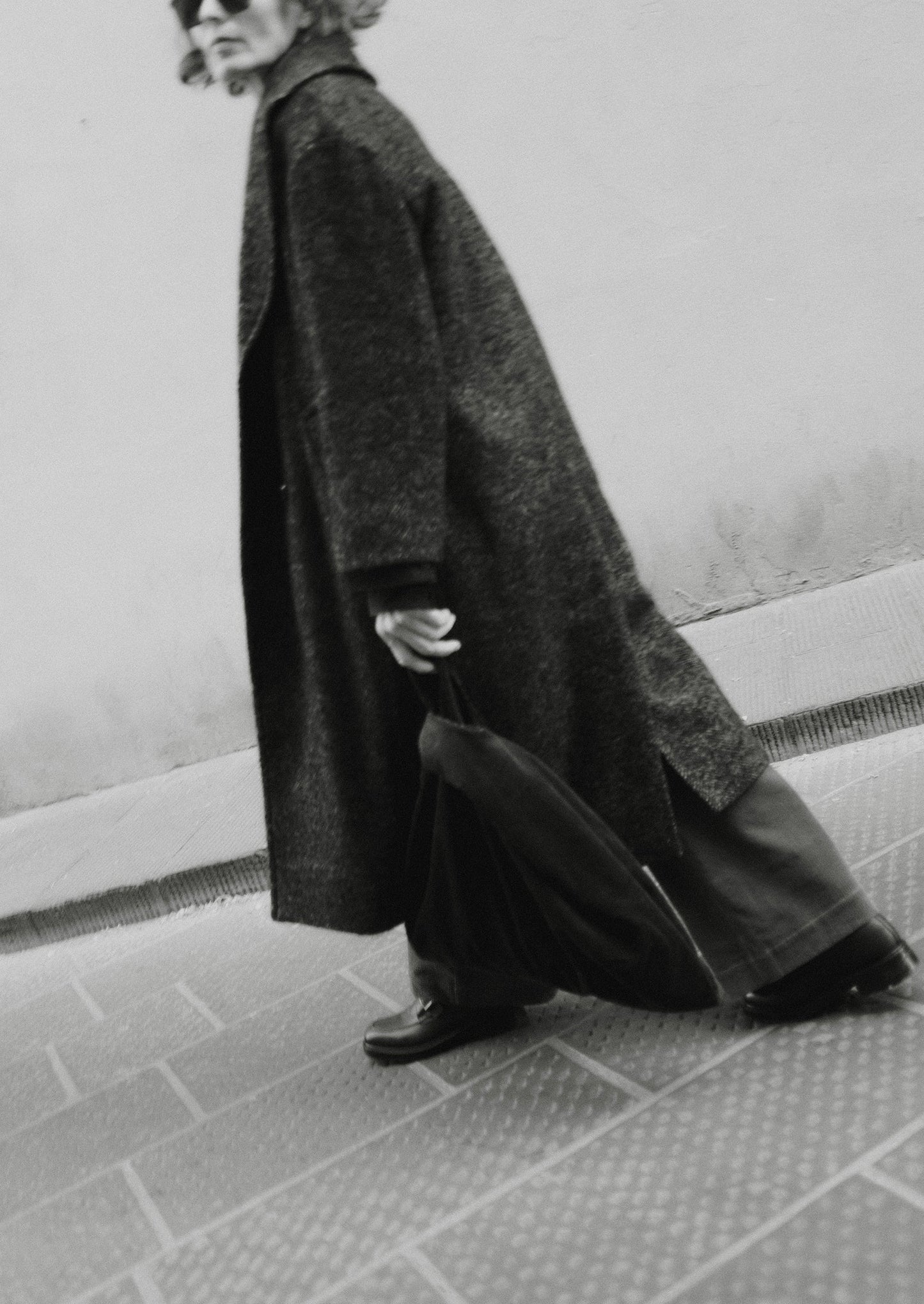 Cappotto in tweed di lana a spina di pesce | Marrone/Nero