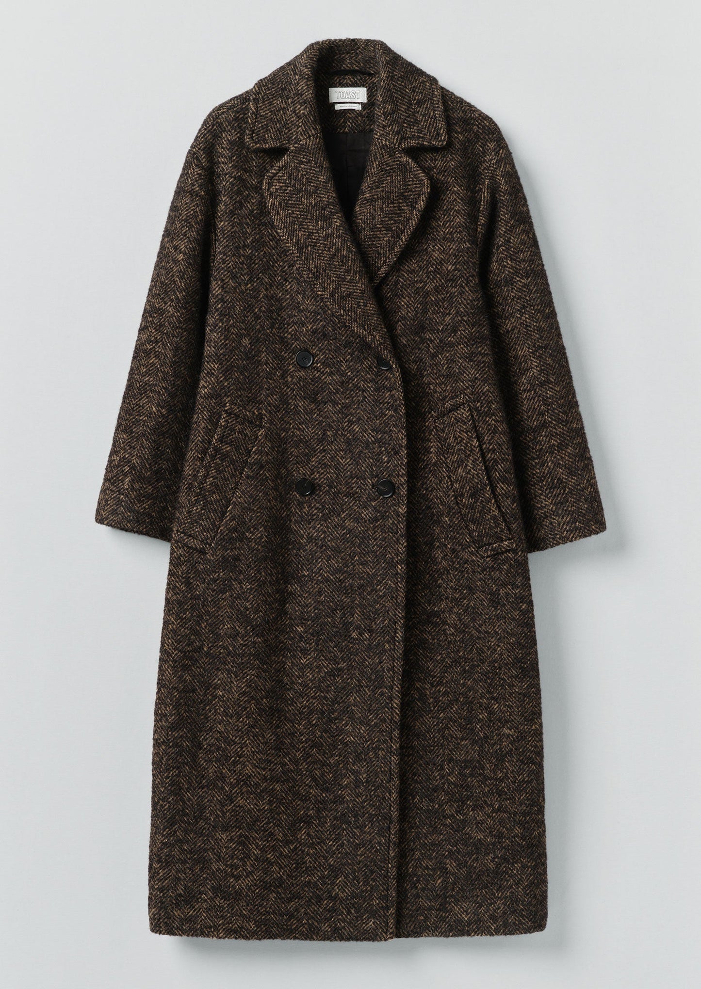 Cappotto in tweed di lana a spina di pesce | Marrone/Nero