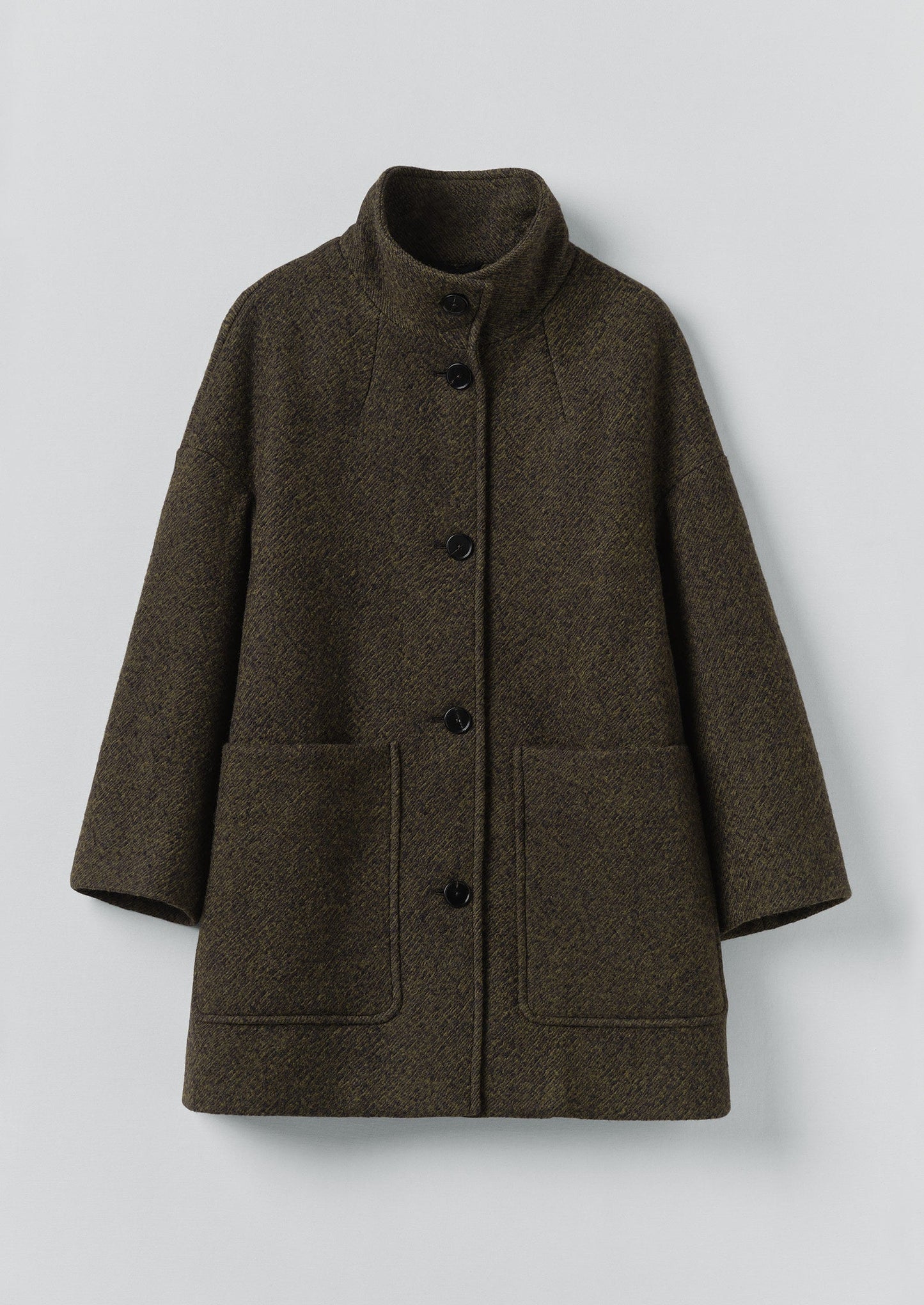 Cappotto in twill di lana cotta | Verde oliva scuro