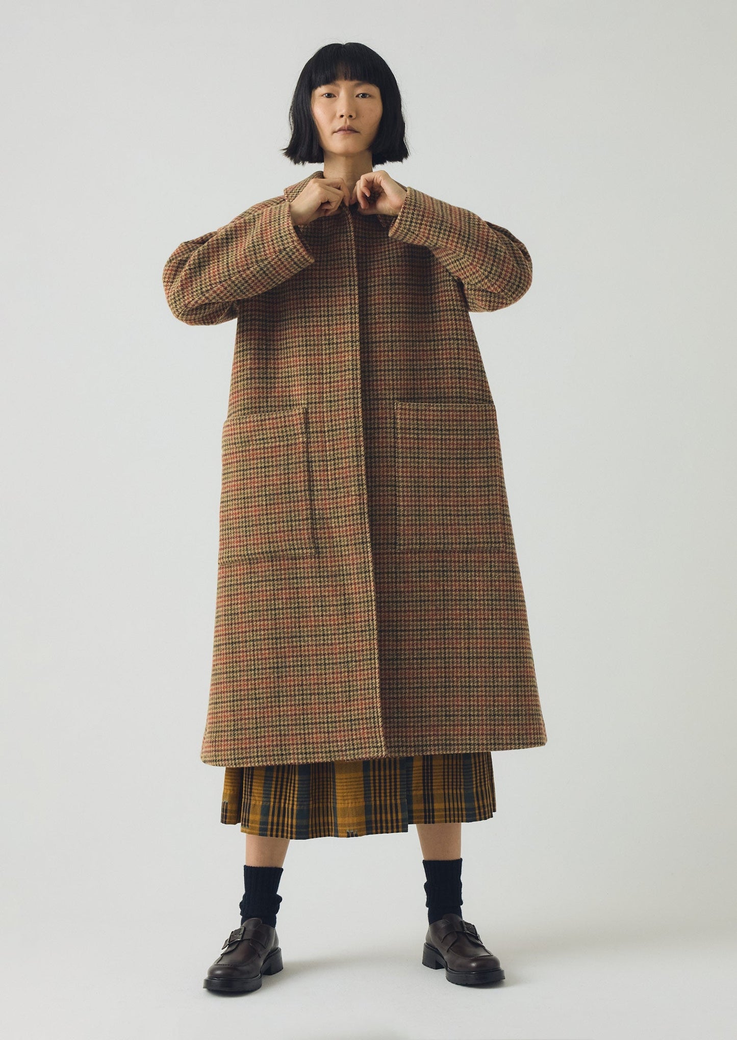 Cappotto raglan Frankie Vibrant Check | Umber Multi