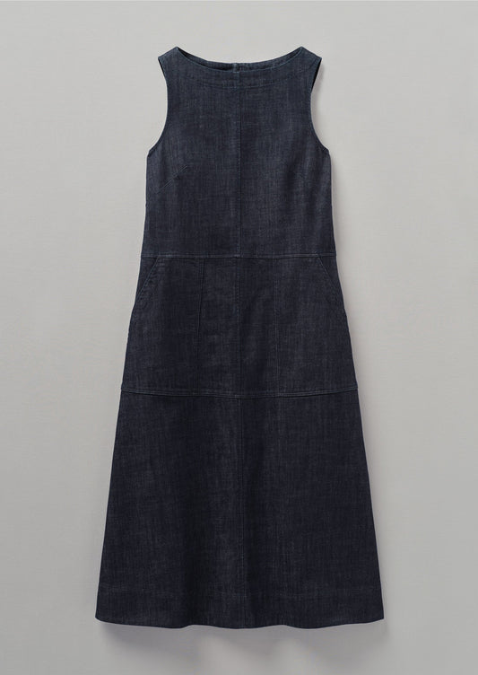 Abito in denim indaco biologico a pannelli | Indaco