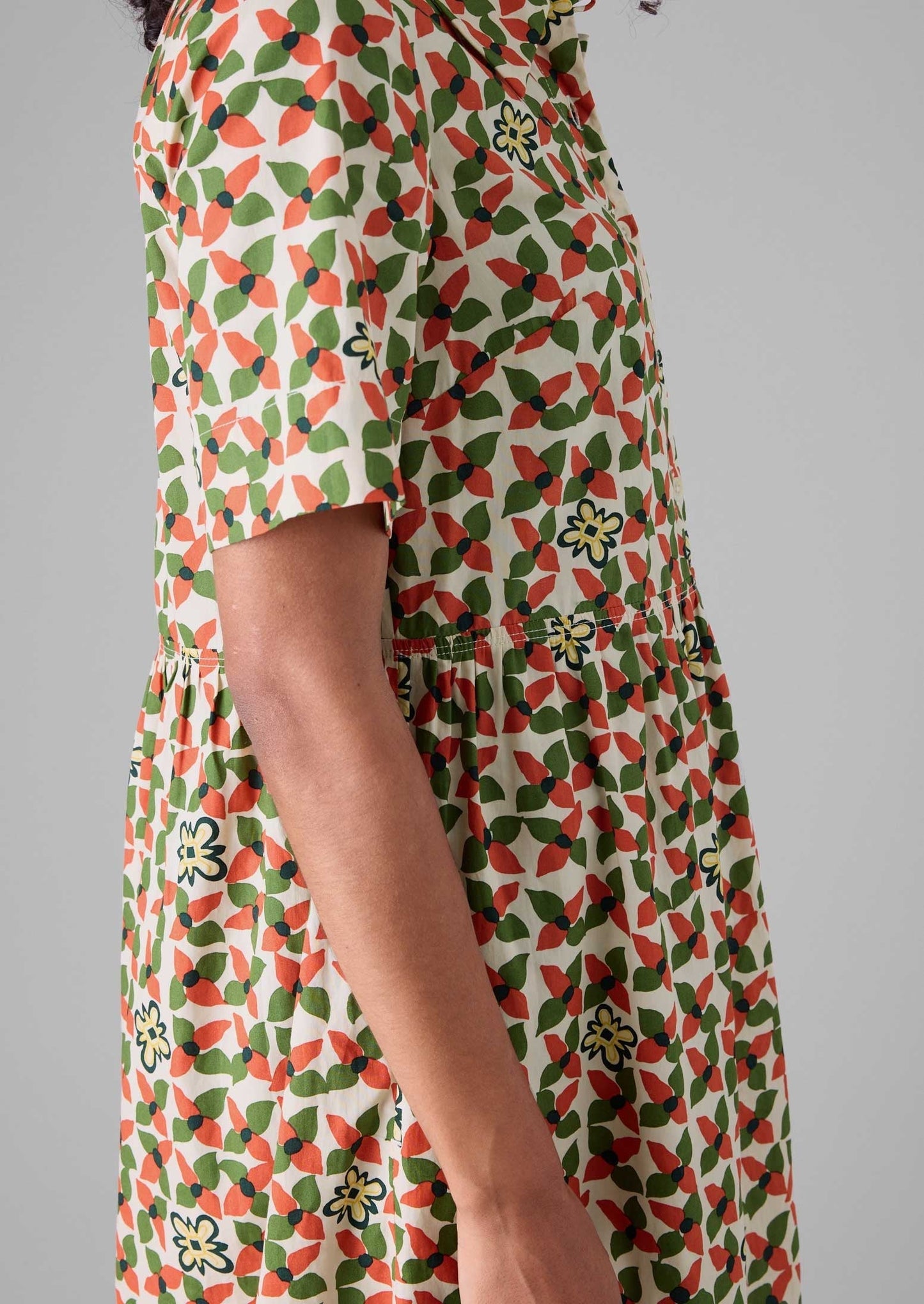 Abito camicia in cotone Selma | Paprika/Verde caldo
