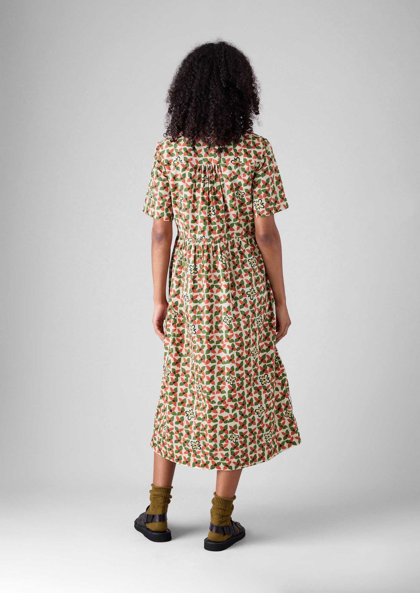 Abito camicia in cotone Selma | Paprika/Verde caldo