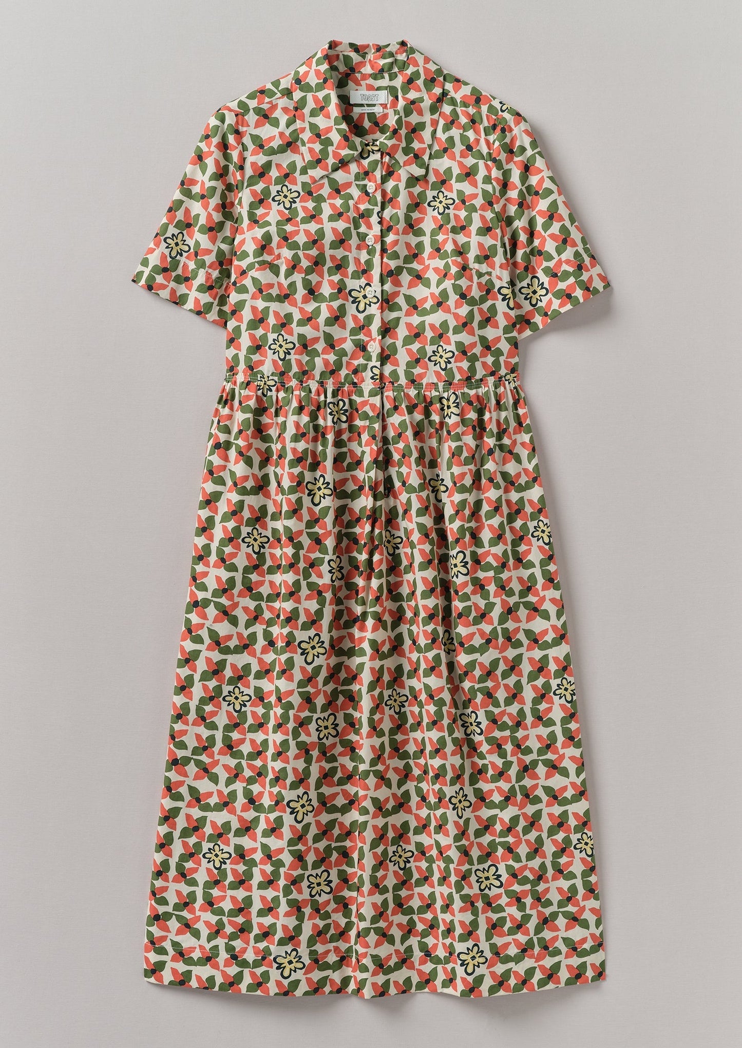 Abito camicia in cotone Selma | Paprika/Verde caldo