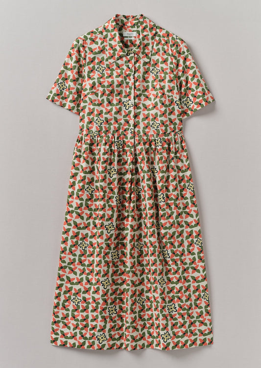 Abito camicia in cotone Selma | Paprika/Verde caldo